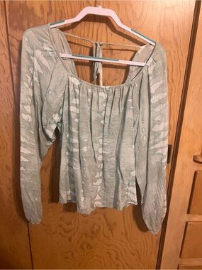 Women's Sage Tie-Back Peasant Tunic - Lightweight Long Sleeve